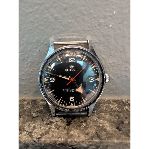 Belforte Other - Vintage Belforte Broad Arrow  Men's Watch Black Dial 34mm  AS IS 17 Jewel